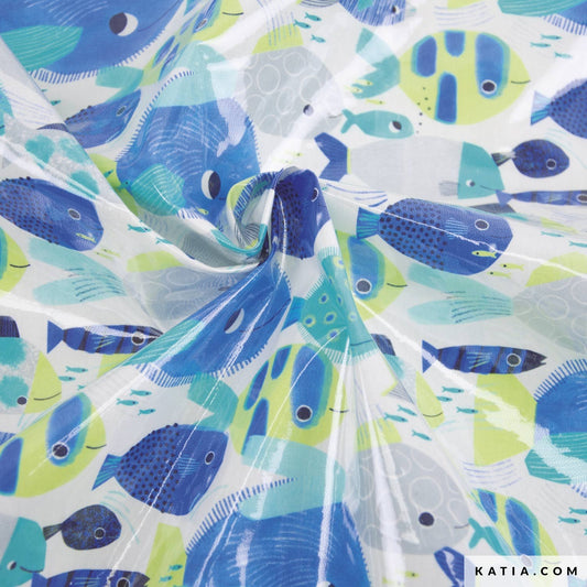 Tela laminada TROPICAL NEON SEA de KATIA