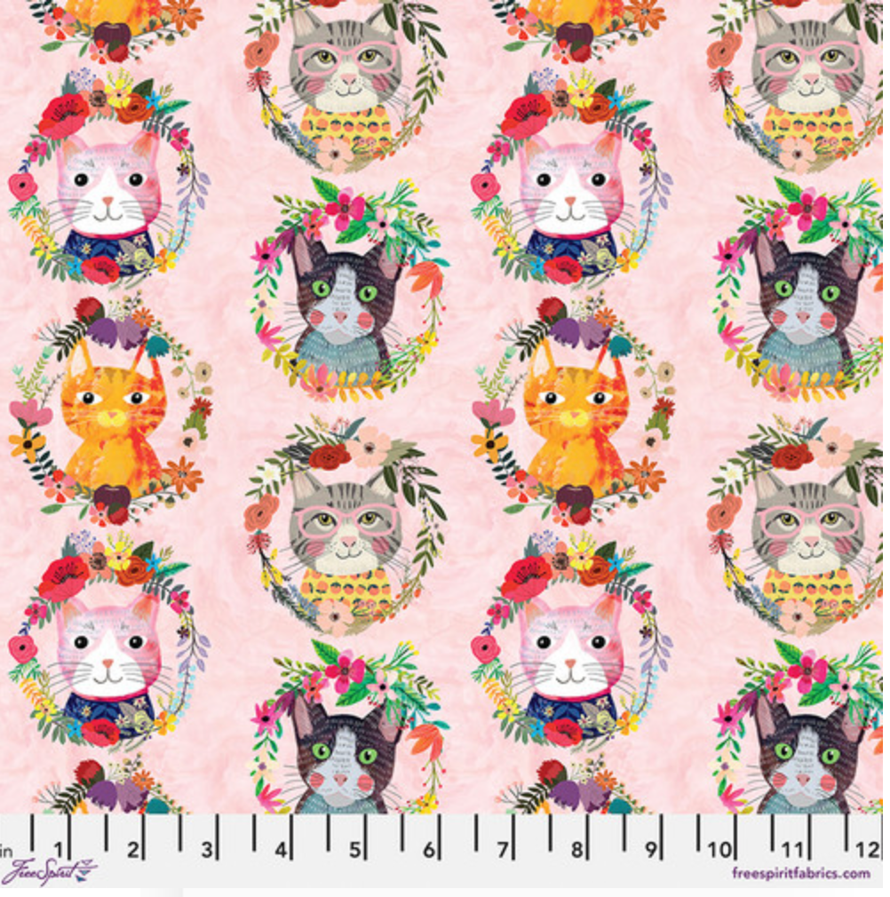 Tela patchwork KITTY WREATHS de FREE SPIRIT