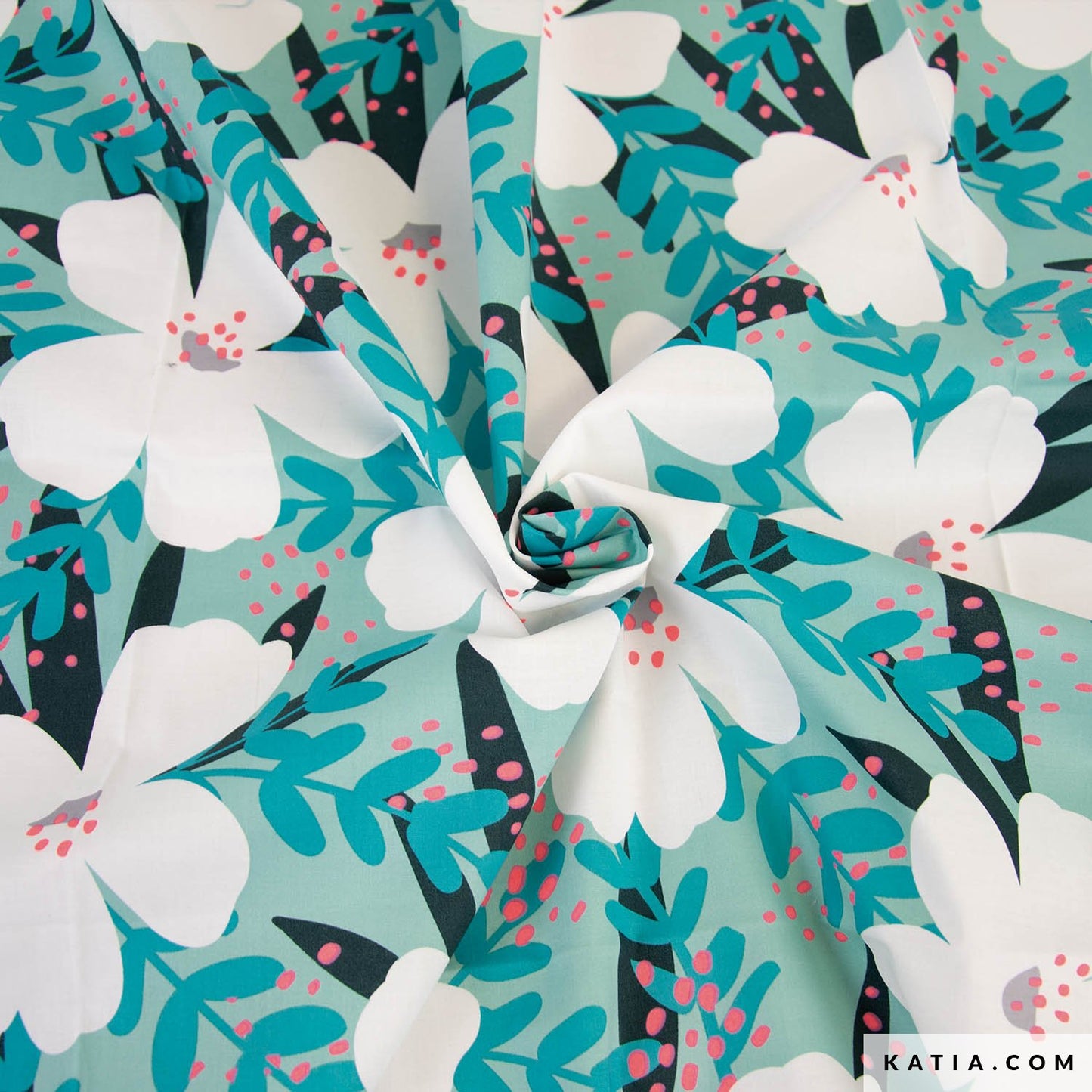 Tejido PRINT NEON PINK FLOWER de KATIA