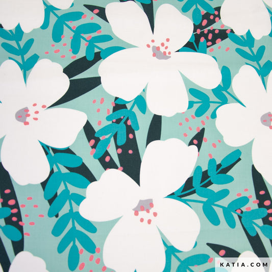 Tejido PRINT NEON PINK FLOWER de KATIA