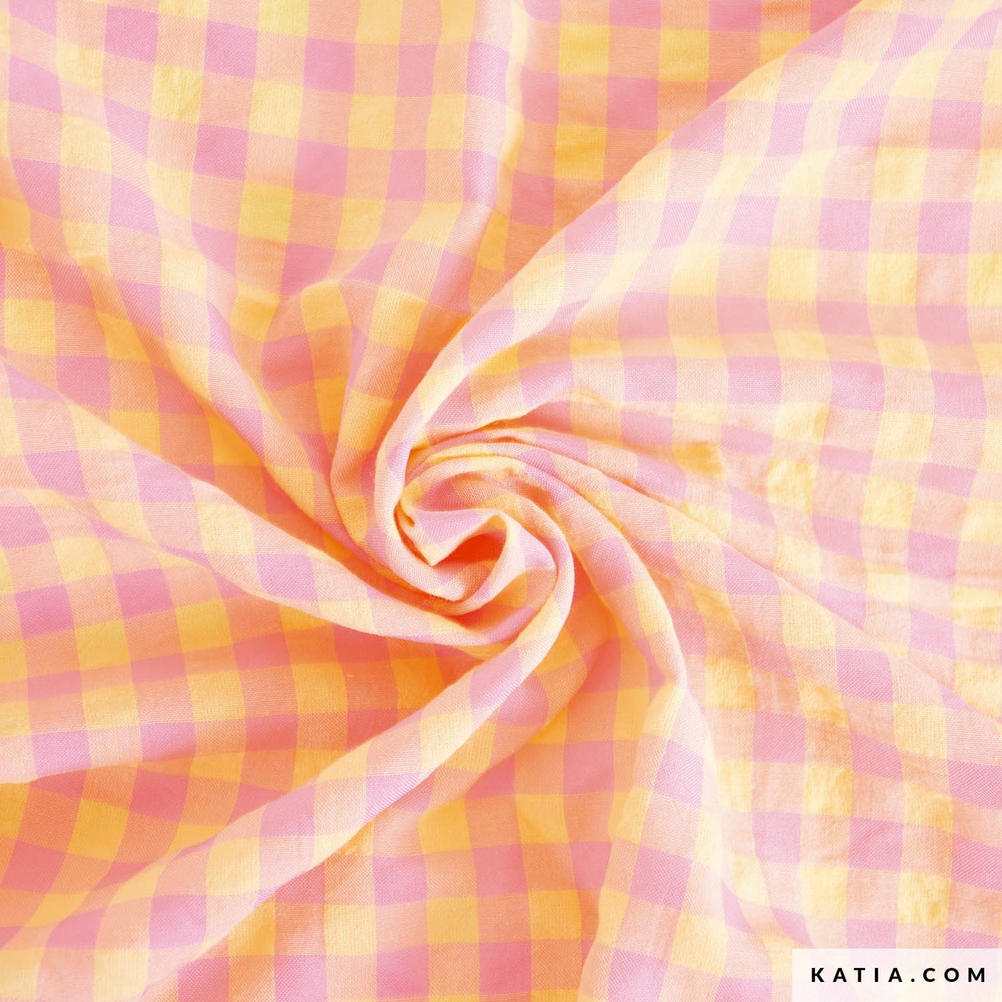 Tejido VICHY GINGHAM PINK&amp;YELLOW de KATIA