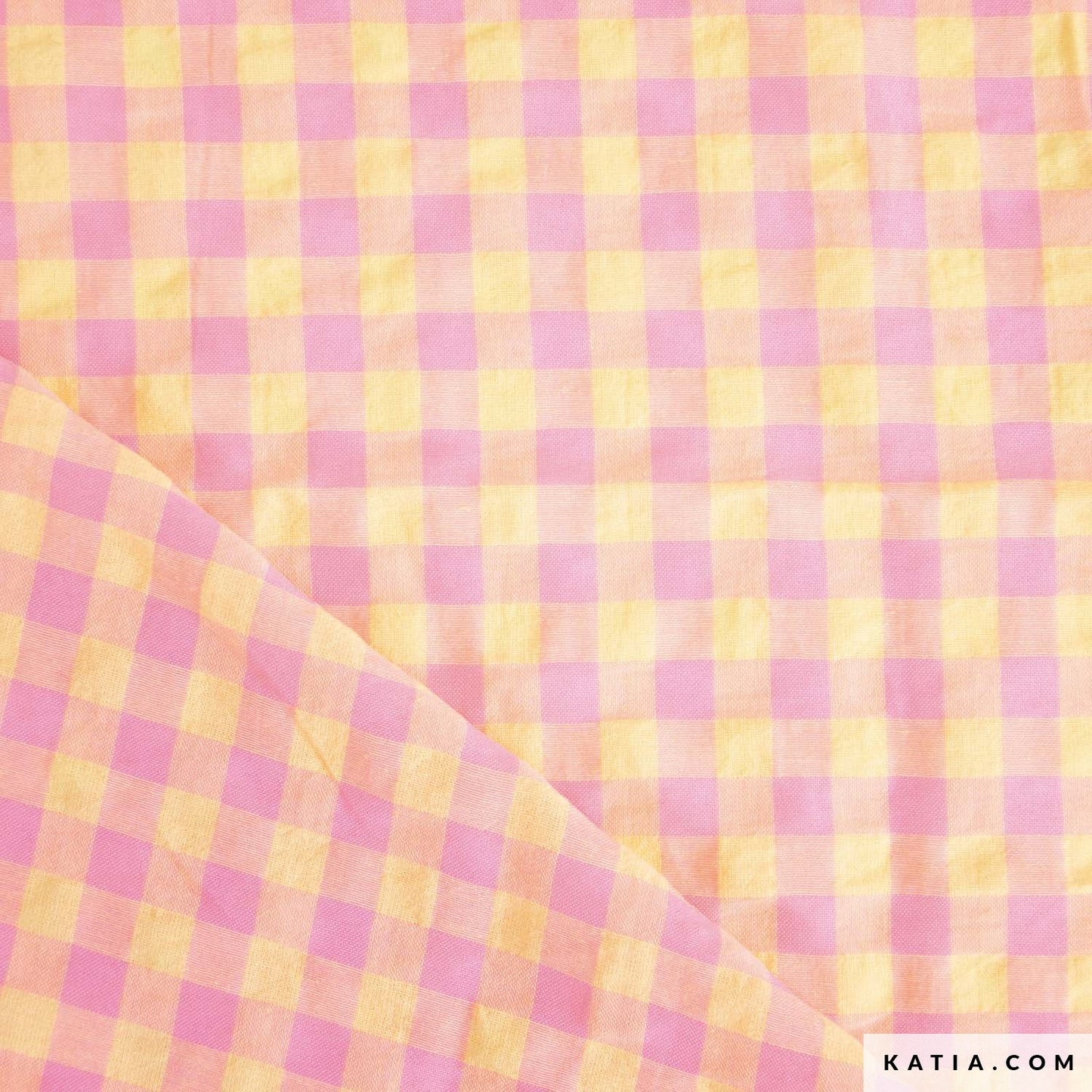 Tejido VICHY GINGHAM PINK&amp;YELLOW de KATIA