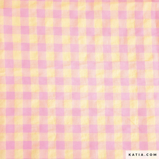 Tejido VICHY GINGHAM PINK&amp;YELLOW de KATIA
