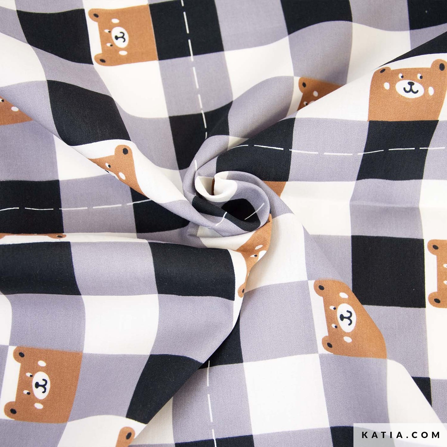Tela poplin COUNTRY VICHY BEAR de KATIA