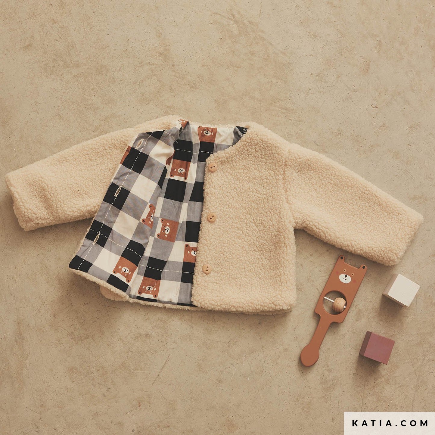 Tela poplin COUNTRY VICHY BEAR de KATIA