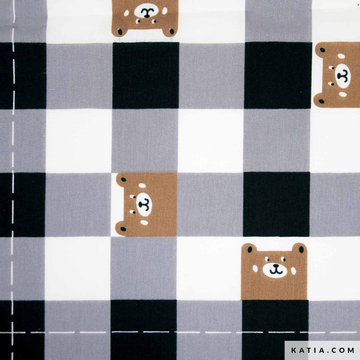 Tela poplin COUNTRY VICHY BEAR de KATIA